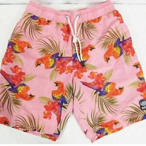 NEFF Pink Tropical parrot swim suit trunk shorts size Large
